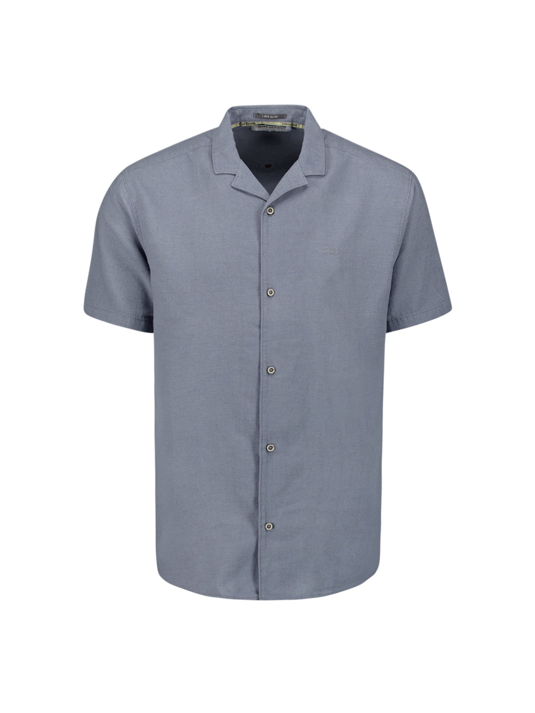No Excess Cuban Collar Linen Blend SS Shirt Washed Blue | Buster McGee