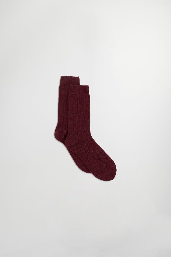 NN07 Sock One Logo 9055 Wool Sock in Wine Red | Buster McGee