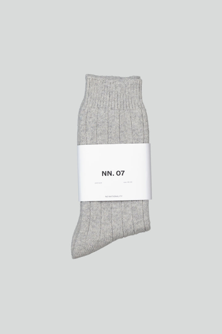 NN07 Sock One Logo 9055 Wool Sock in Grey Melange | Buster McGee