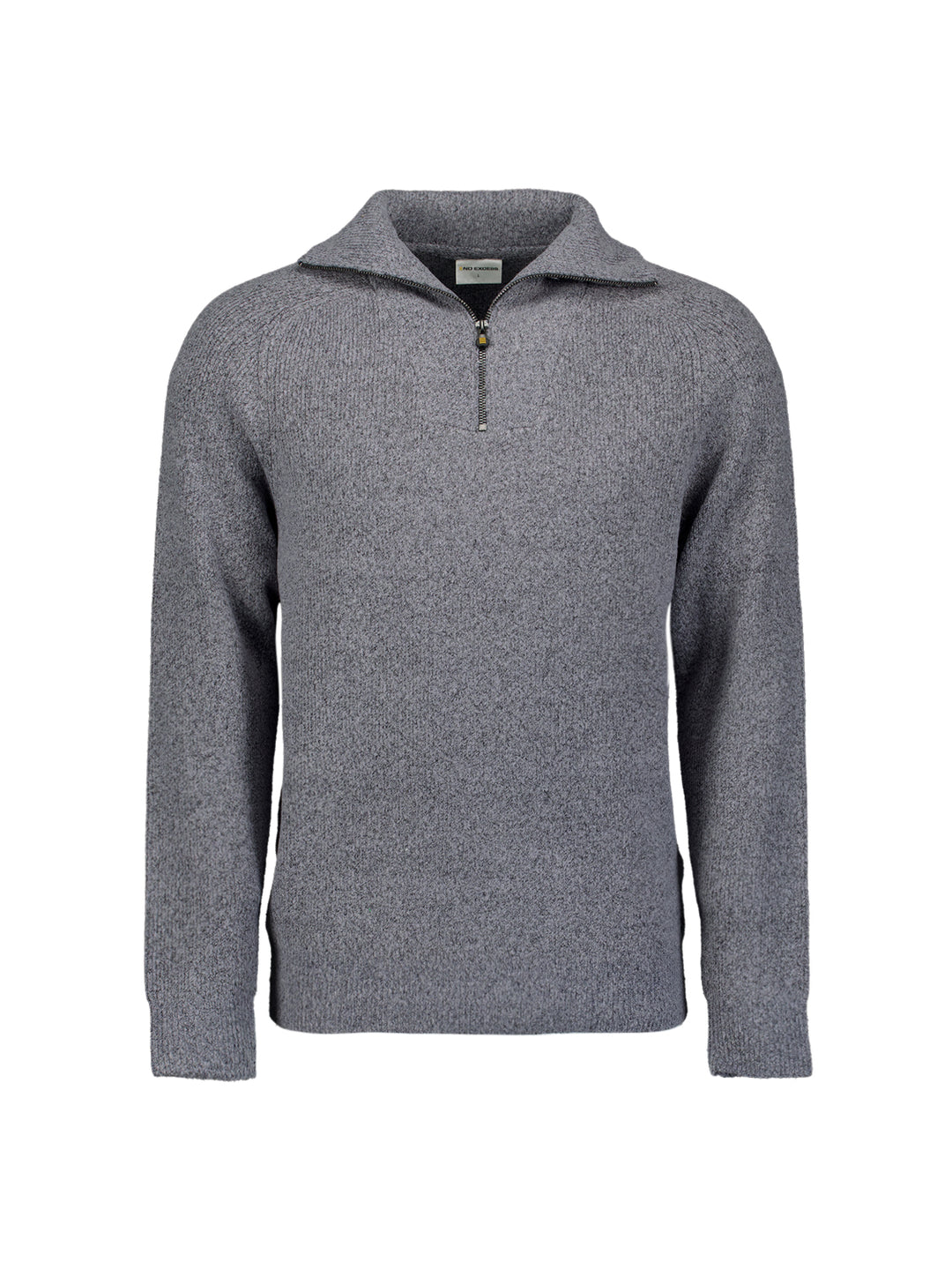 No Excess Wool-Blend Half-Zip Jumper in Washed Blue | Buster McGee