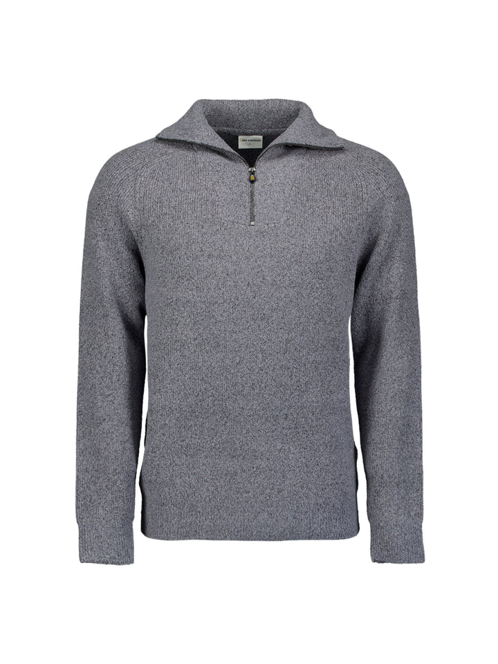No Excess Wool-Blend Half-Zip Jumper in Washed Blue | Buster McGee