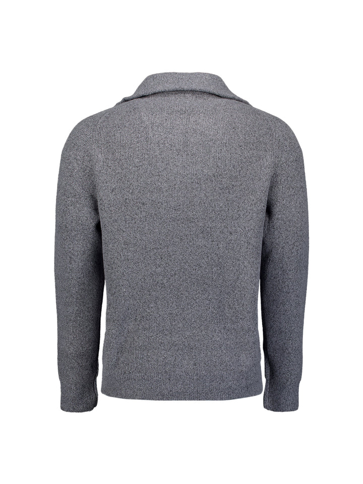 No Excess Wool-Blend Half-Zip Jumper in Washed Blue | Buster McGee