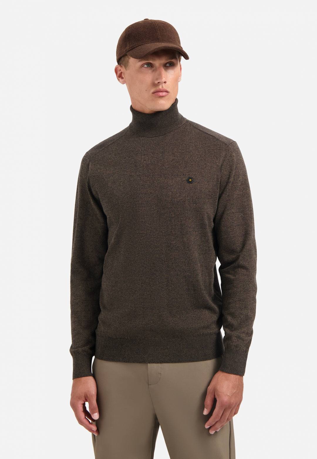 No Excess Roll Neck Pullover in Taupe | Buster McGee Daylesford