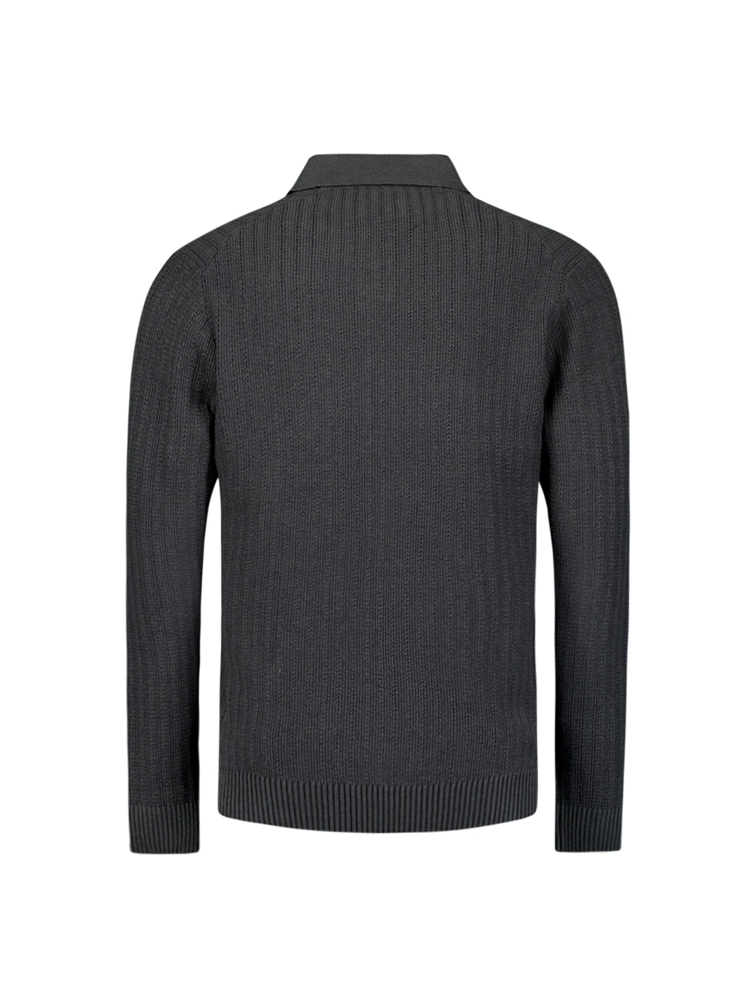 No Excess Open Polo Collar Pullover in Dark Grey | Buster McGee