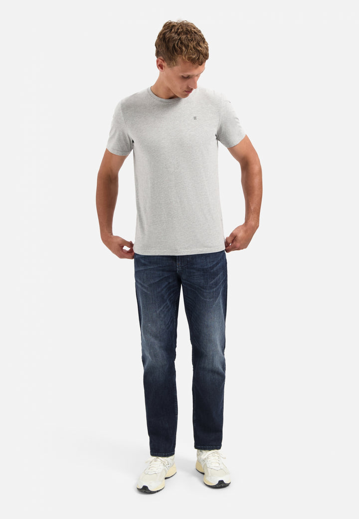 No Excess Solid Basic Crewneck Tee in Grey Melange | Buster McGee