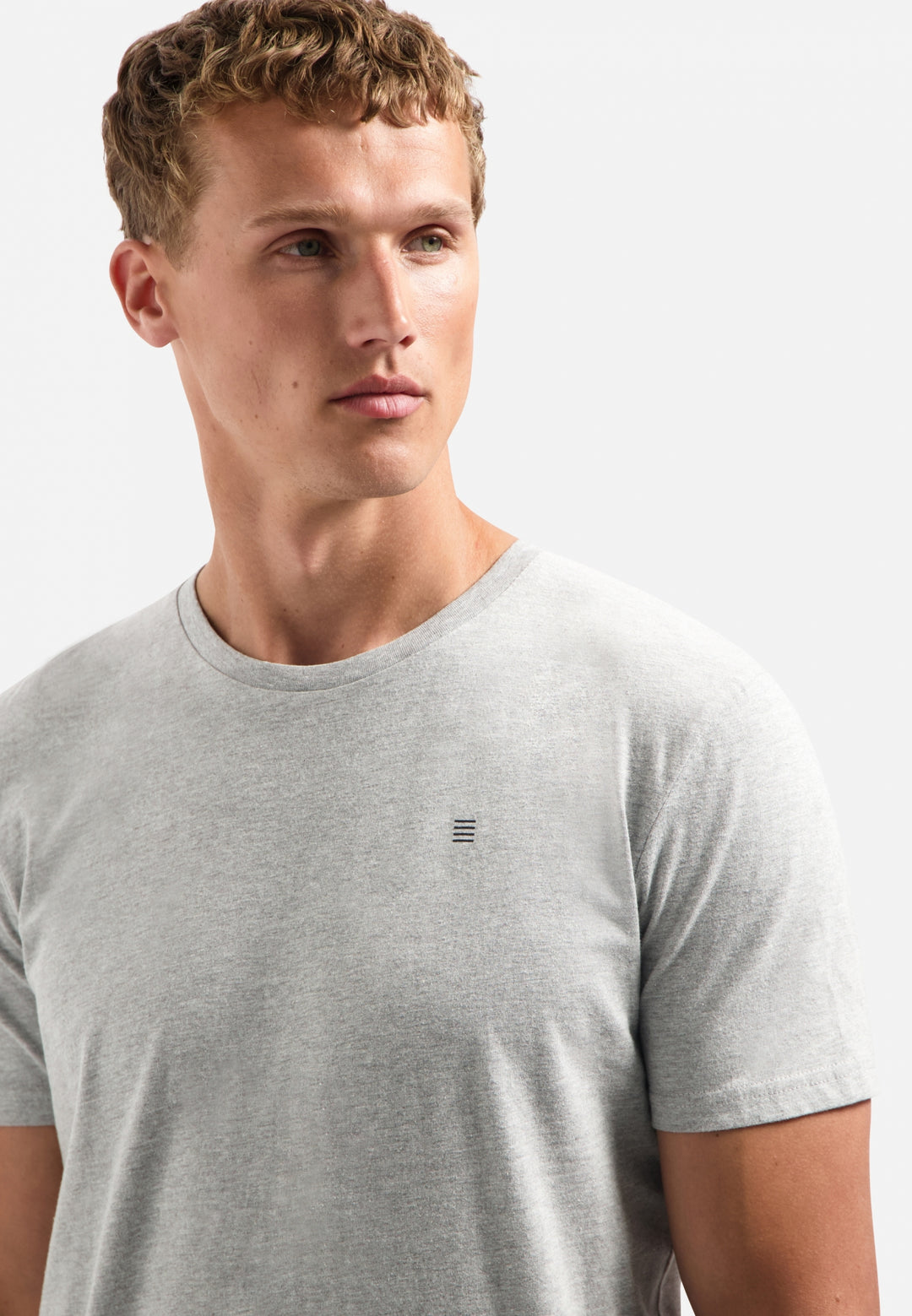 No Excess Solid Basic Crewneck Tee in Grey Melange | Buster McGee