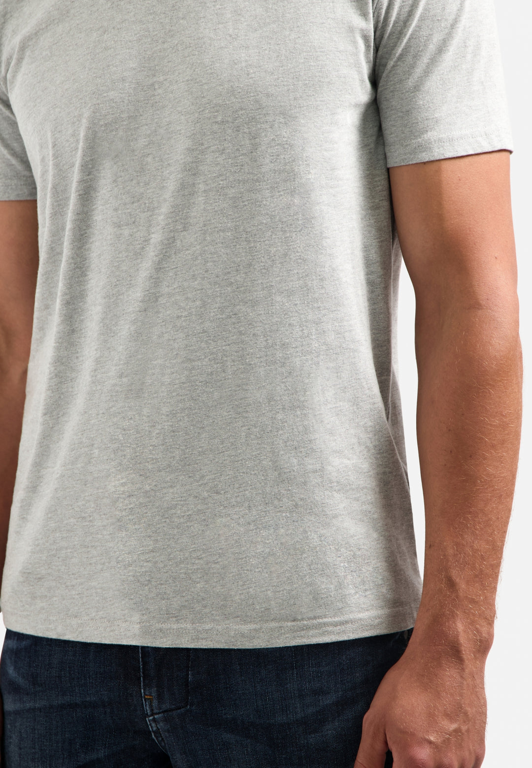 No Excess Solid Basic Crewneck Tee in Grey Melange | Buster McGee
