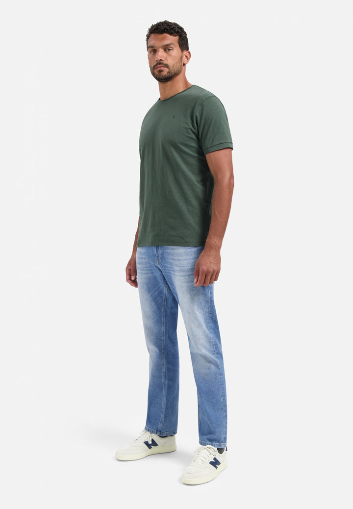 No Excess Crewneck Slub Tee in Dark Green | Buster McGee Daylesford