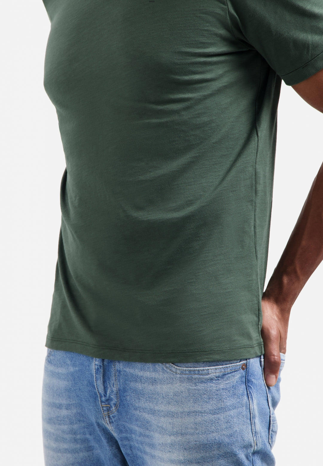 No Excess Crewneck Slub Tee in Dark Green | Buster McGee Daylesford