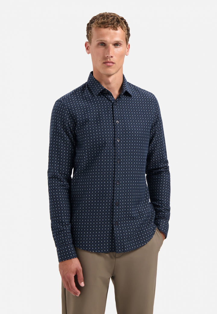 No Excess Mini Jacquard Longsleeve Shirt in Night | Buster McGee