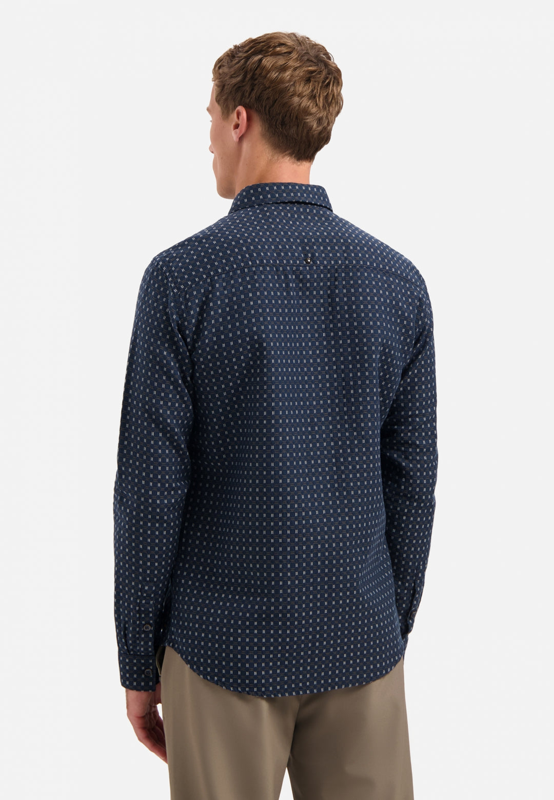 No Excess Mini Jacquard Longsleeve Shirt in Night | Buster McGee