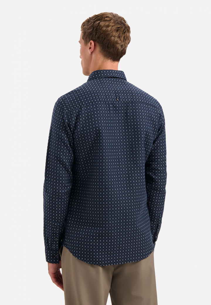 No Excess Mini Jacquard Longsleeve Shirt in Night | Buster McGee