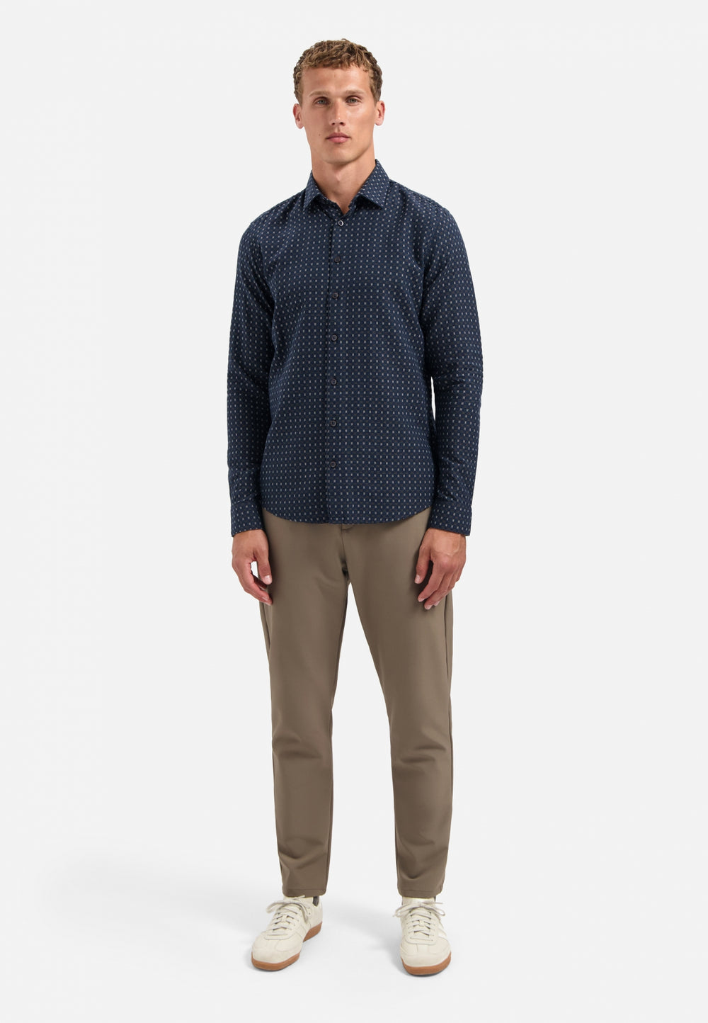 No Excess Mini Jacquard Longsleeve Shirt in Night | Buster McGee