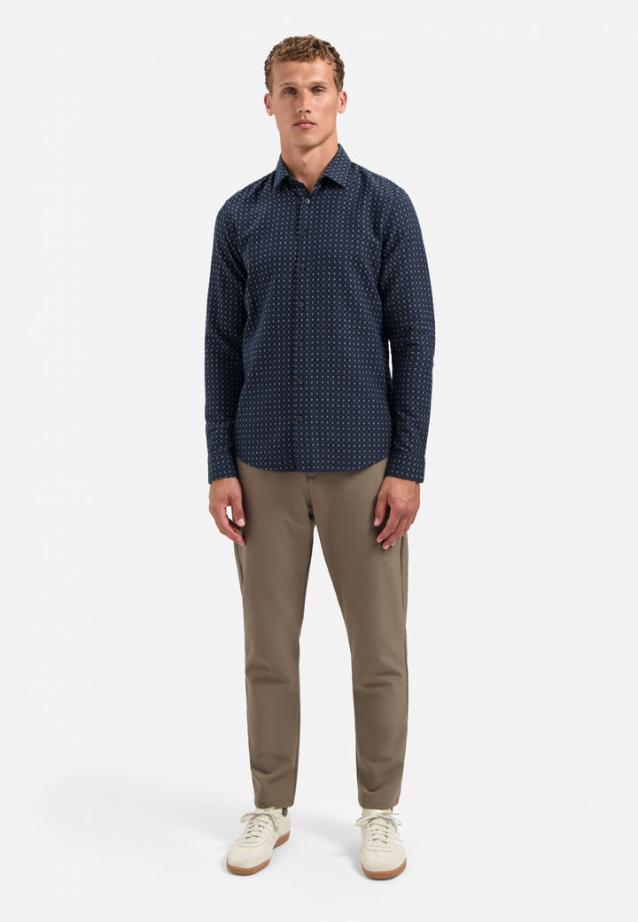 No Excess Mini Jacquard Longsleeve Shirt in Night | Buster McGee