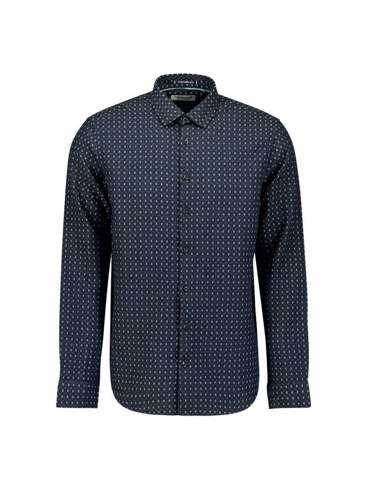 No Excess Mini Jacquard Longsleeve Shirt in Night | Buster McGee