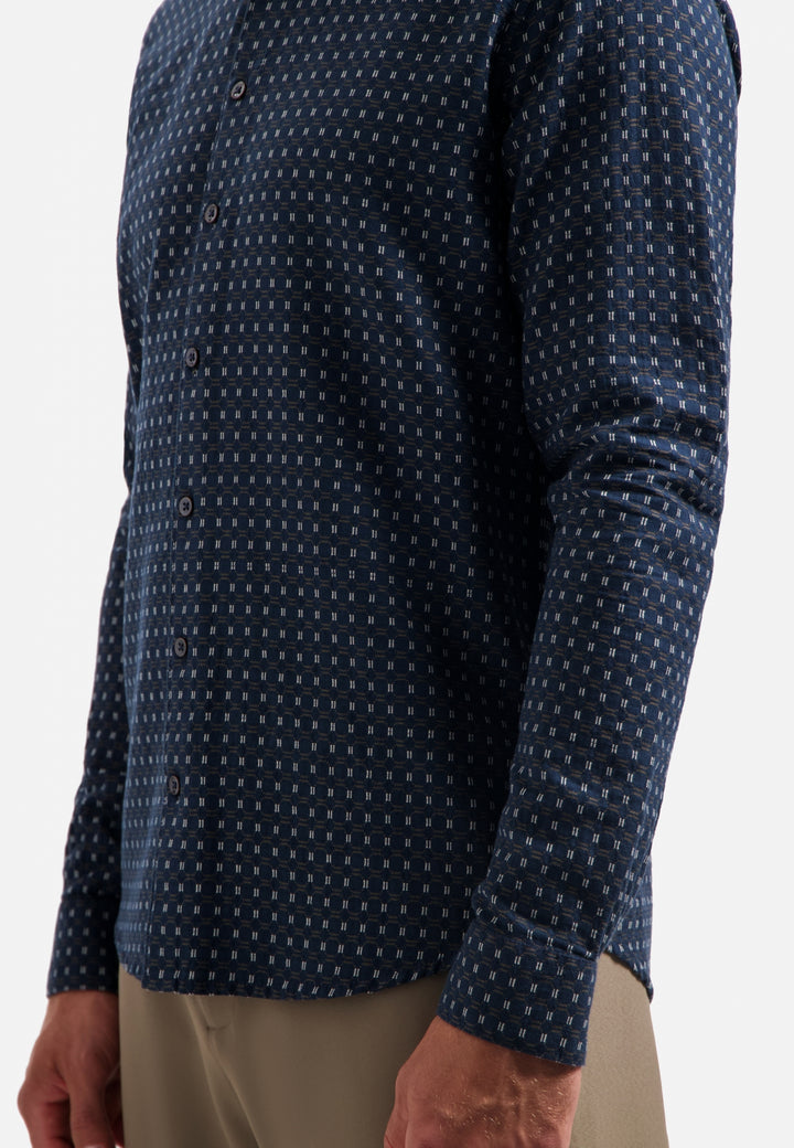No Excess Mini Jacquard Longsleeve Shirt in Night | Buster McGee