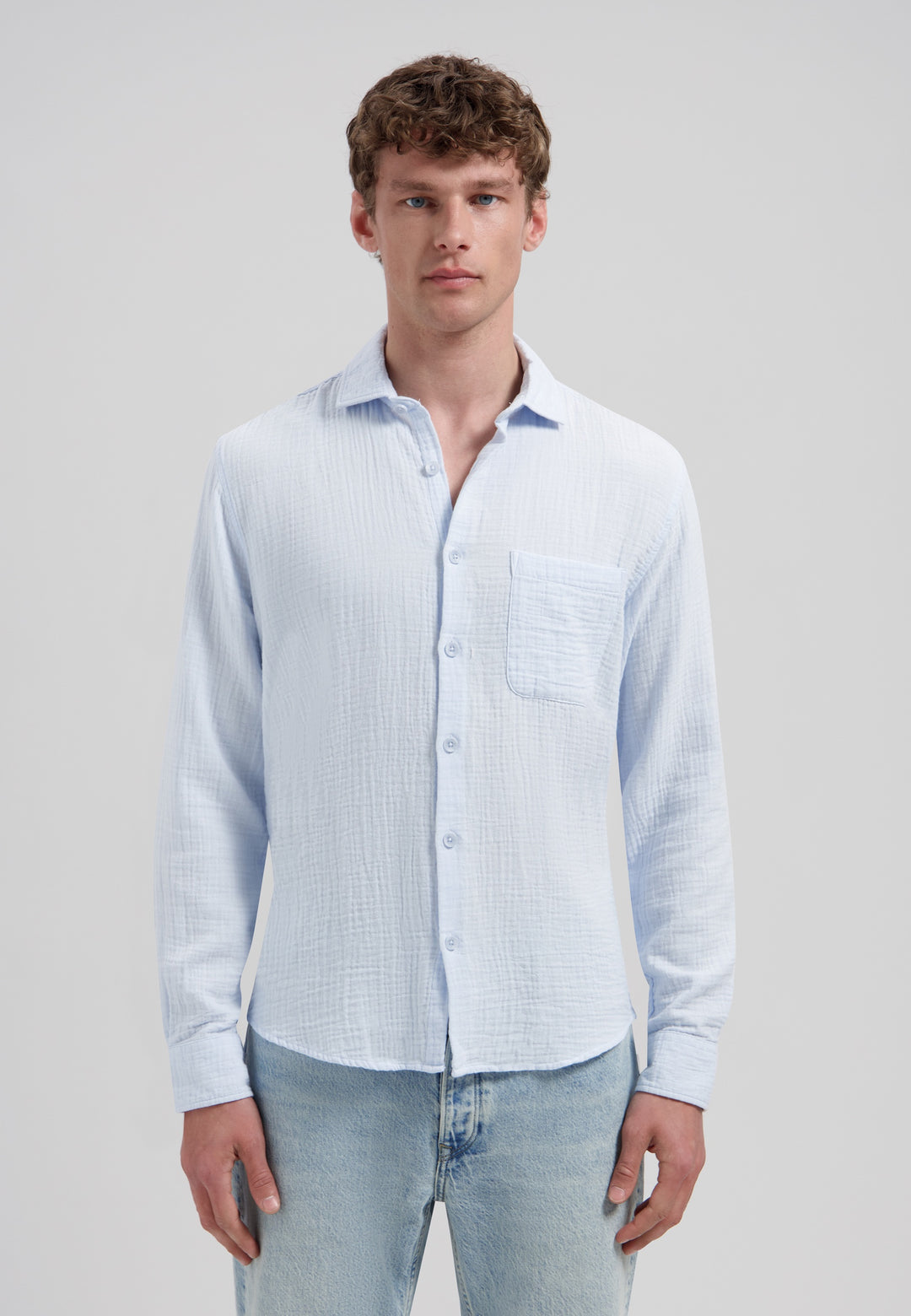 Dstrezzed Axton Longsleeve Shirt in Light Blue | Buster McGee