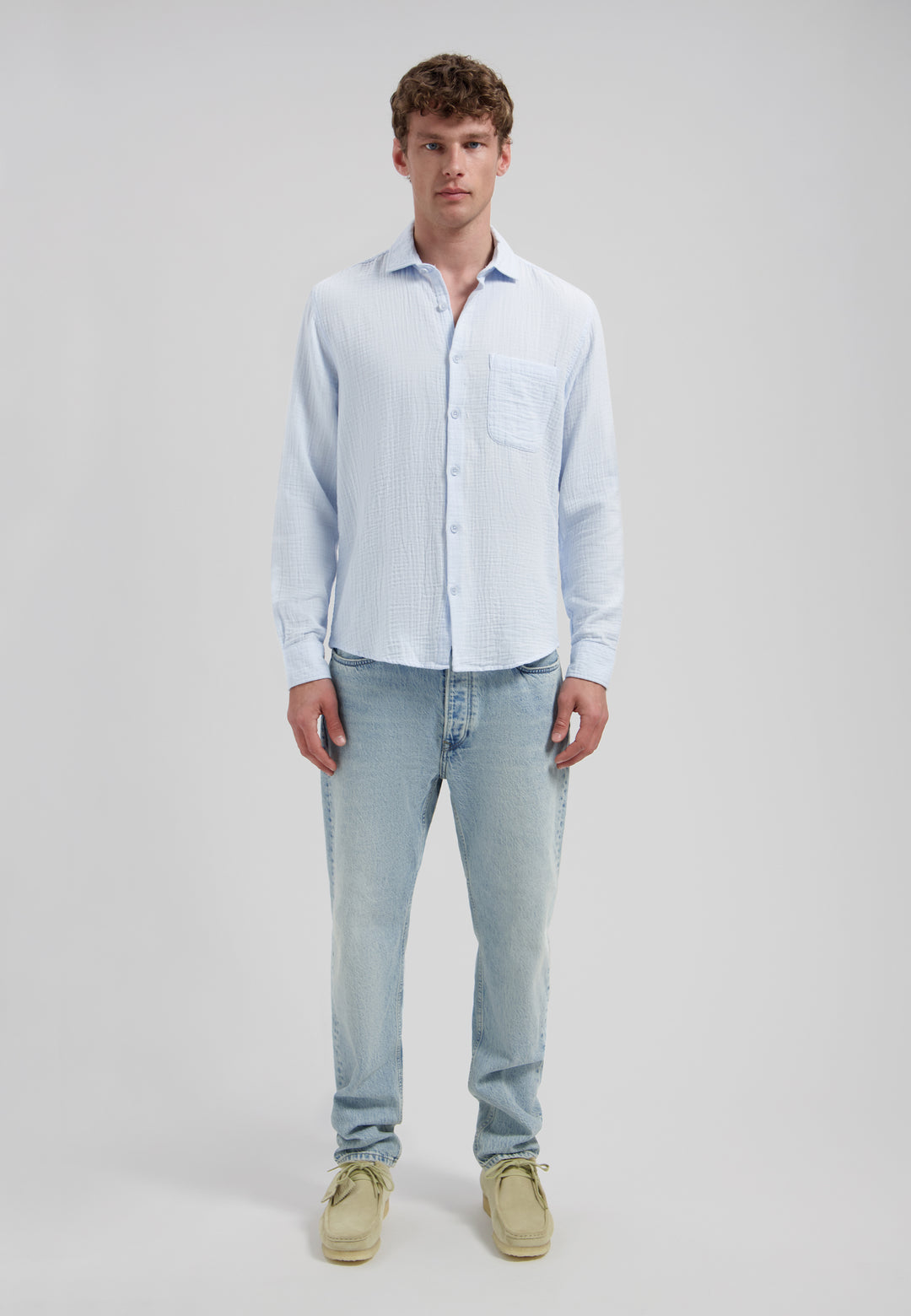Dstrezzed Axton Longsleeve Shirt in Light Blue | Buster McGee