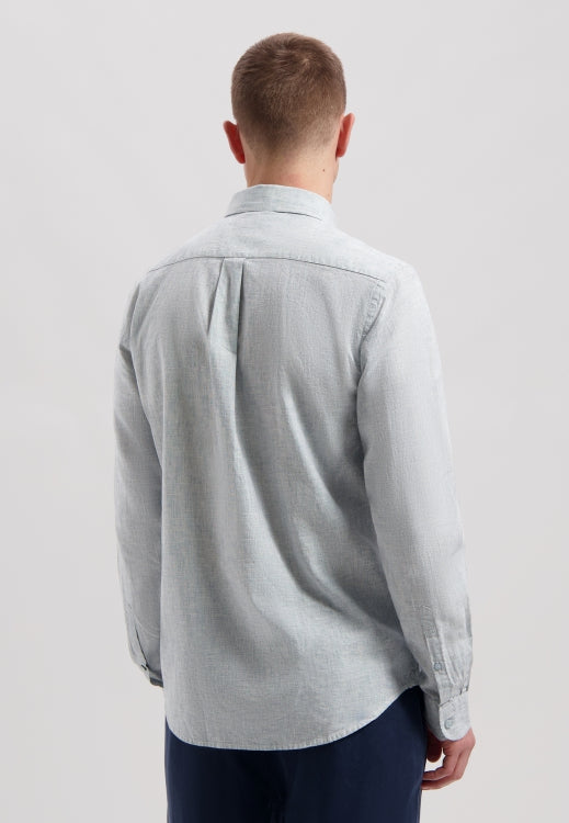 Marvin Longsleeve Linen-Blend Shirt in Aegean Blue | Buster McGee