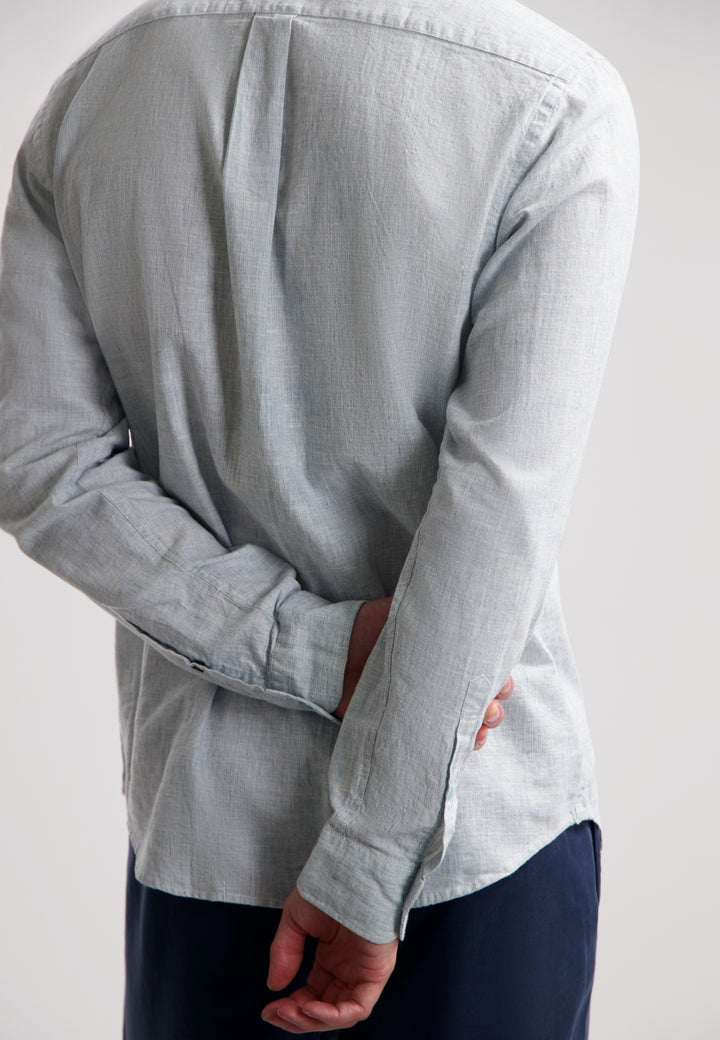 Marvin Longsleeve Linen-Blend Shirt in Aegean Blue | Buster McGee