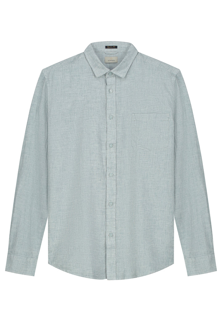 Marvin Longsleeve Linen-Blend Shirt in Aegean Blue | Buster McGee