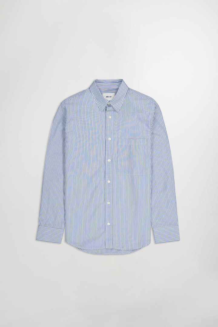 NN07 Cohen 5222 Long Sleeve Shirt in Blue Stripe | Buster McGee