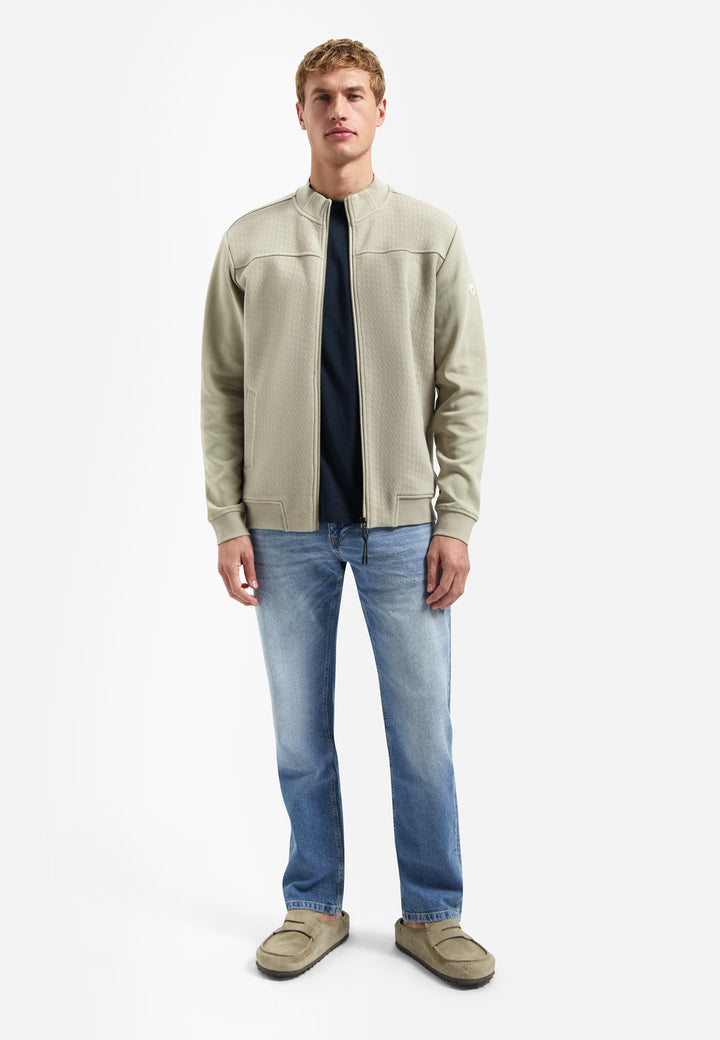 No Excess Full Zip Sweater Jacket in Taupe