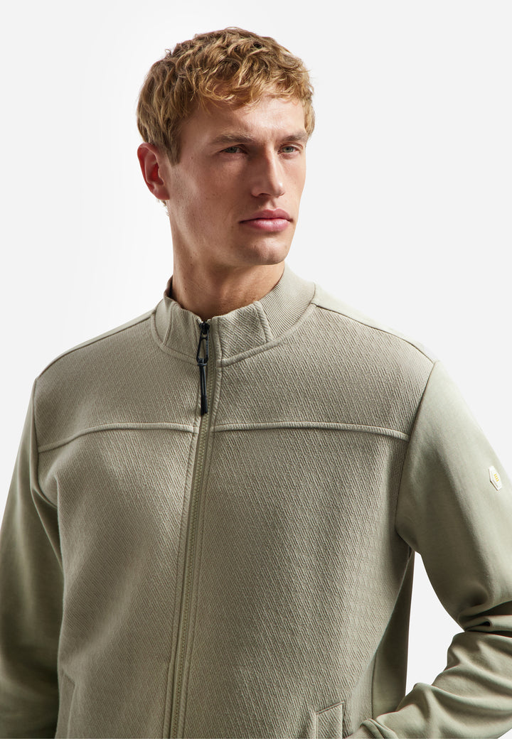 No Excess Full Zip Sweater Jacket in Taupe | Buster McGee