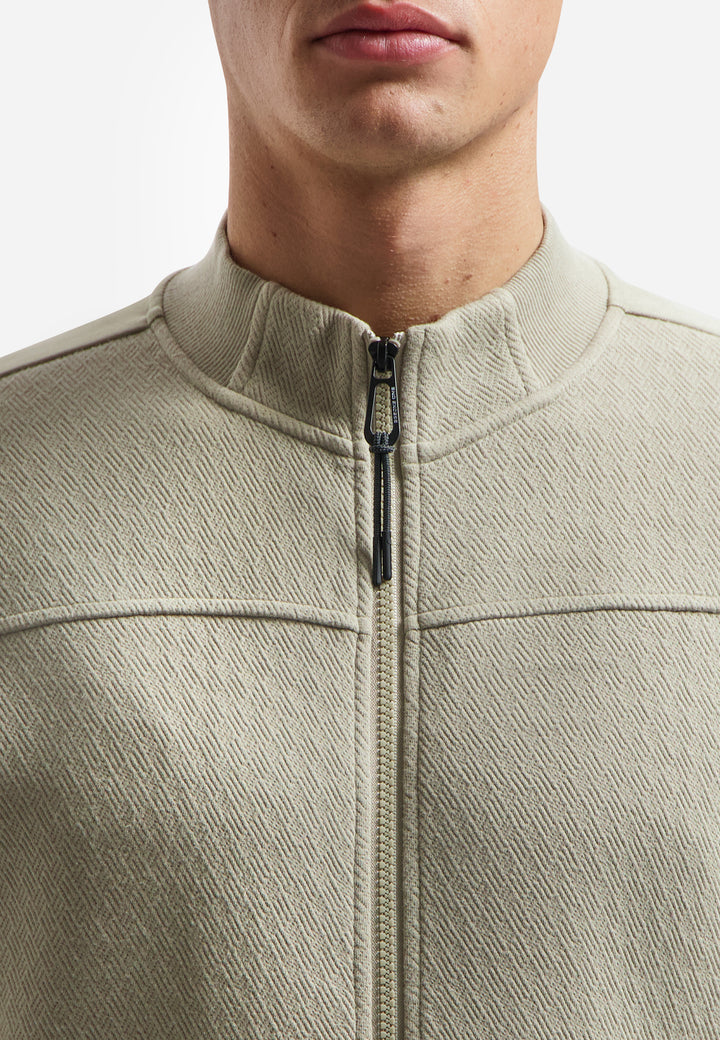 No Excess Full Zip Sweater Jacket in Taupe
