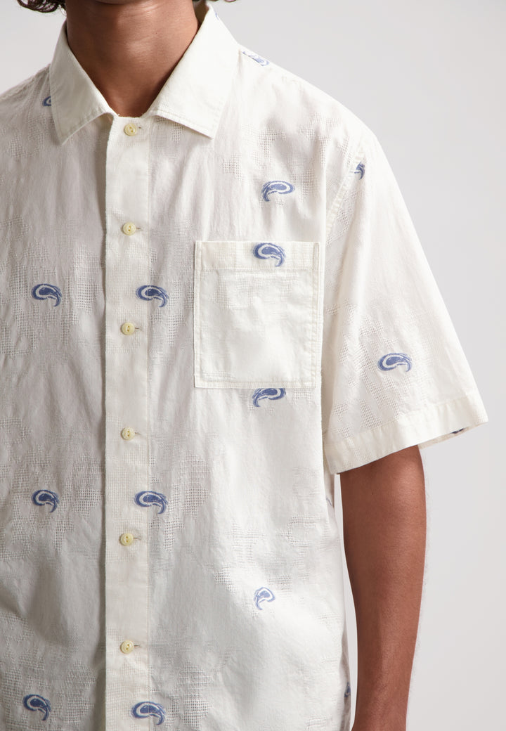 DSTREZZED Saul Jaquard Shortsleeve Shirt in Offwhite | Buster McGee