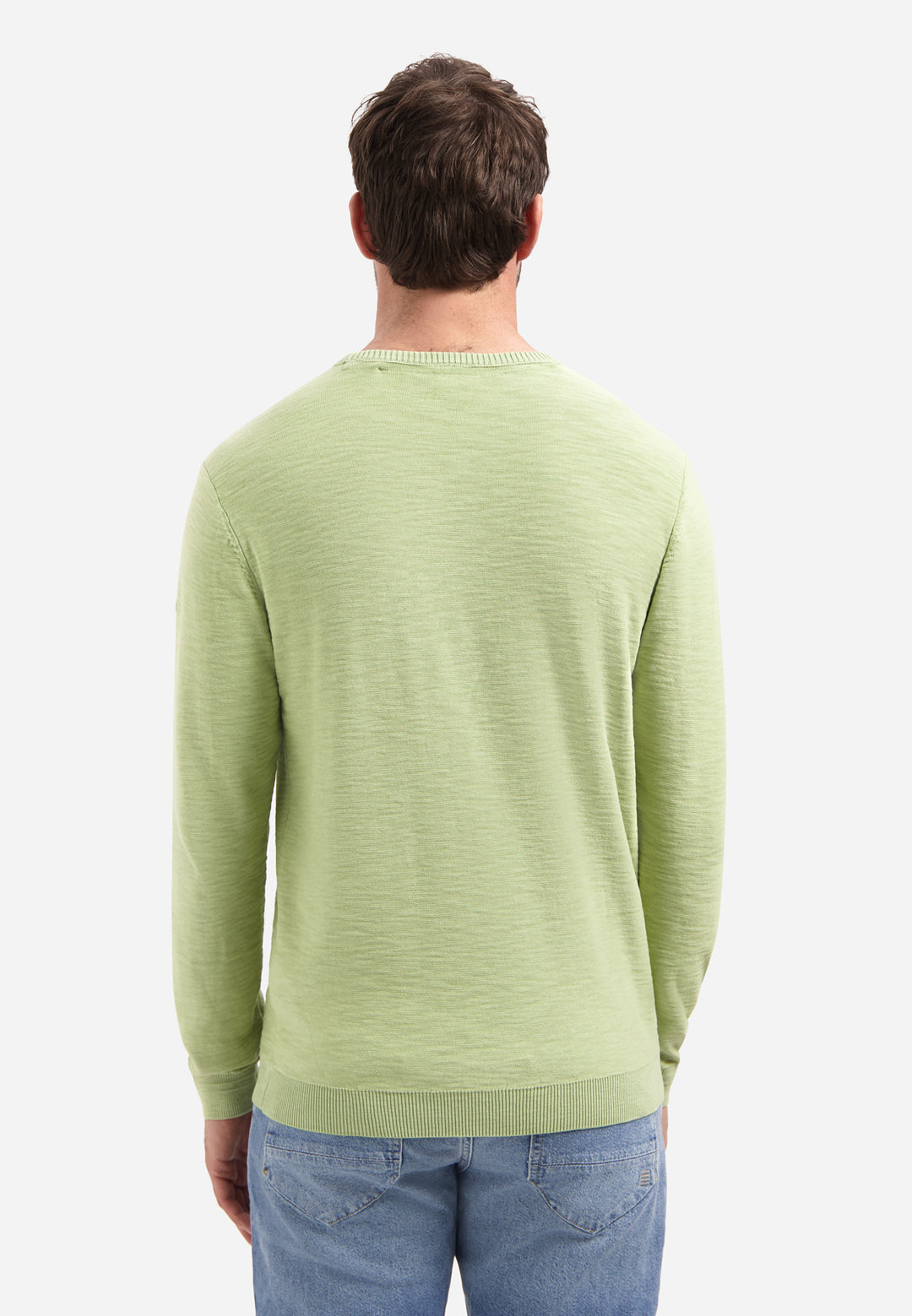 No Excess Fine Knit Crewneck Sweater in Green