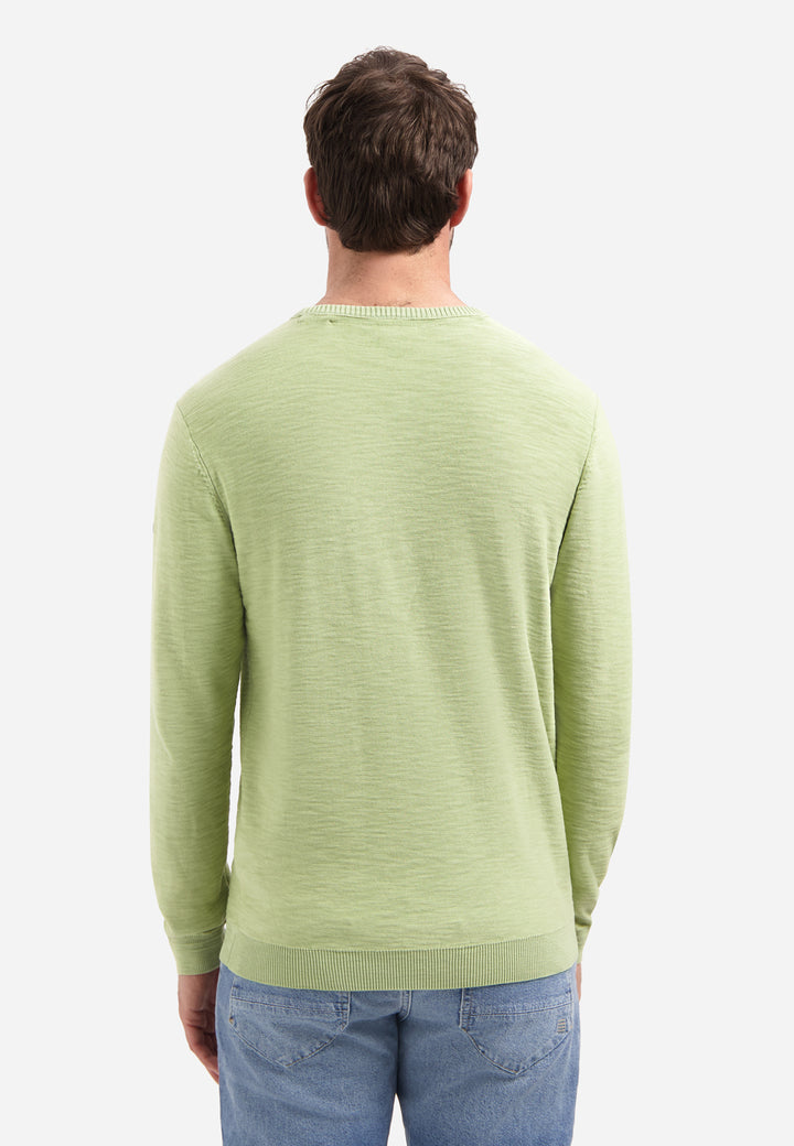 No Excess Fine Knit Crewneck Sweater in Green
