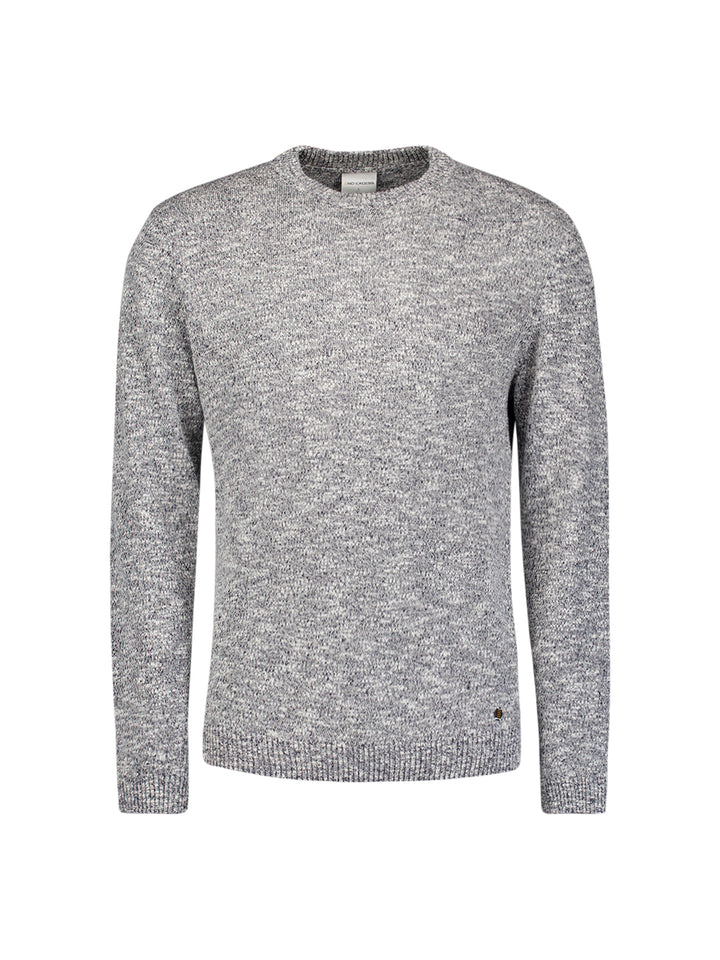 No Excess Melange Crewneck Sweater with Linen in Night | Buster McGee