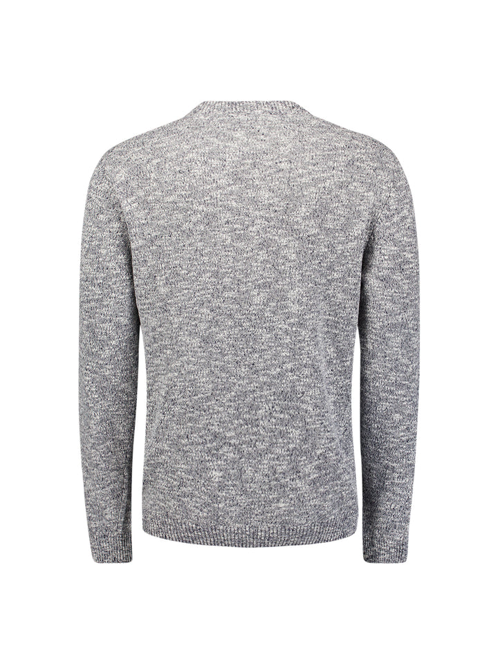No Excess Melange Slub Crewneck Sweater with Linen in Night