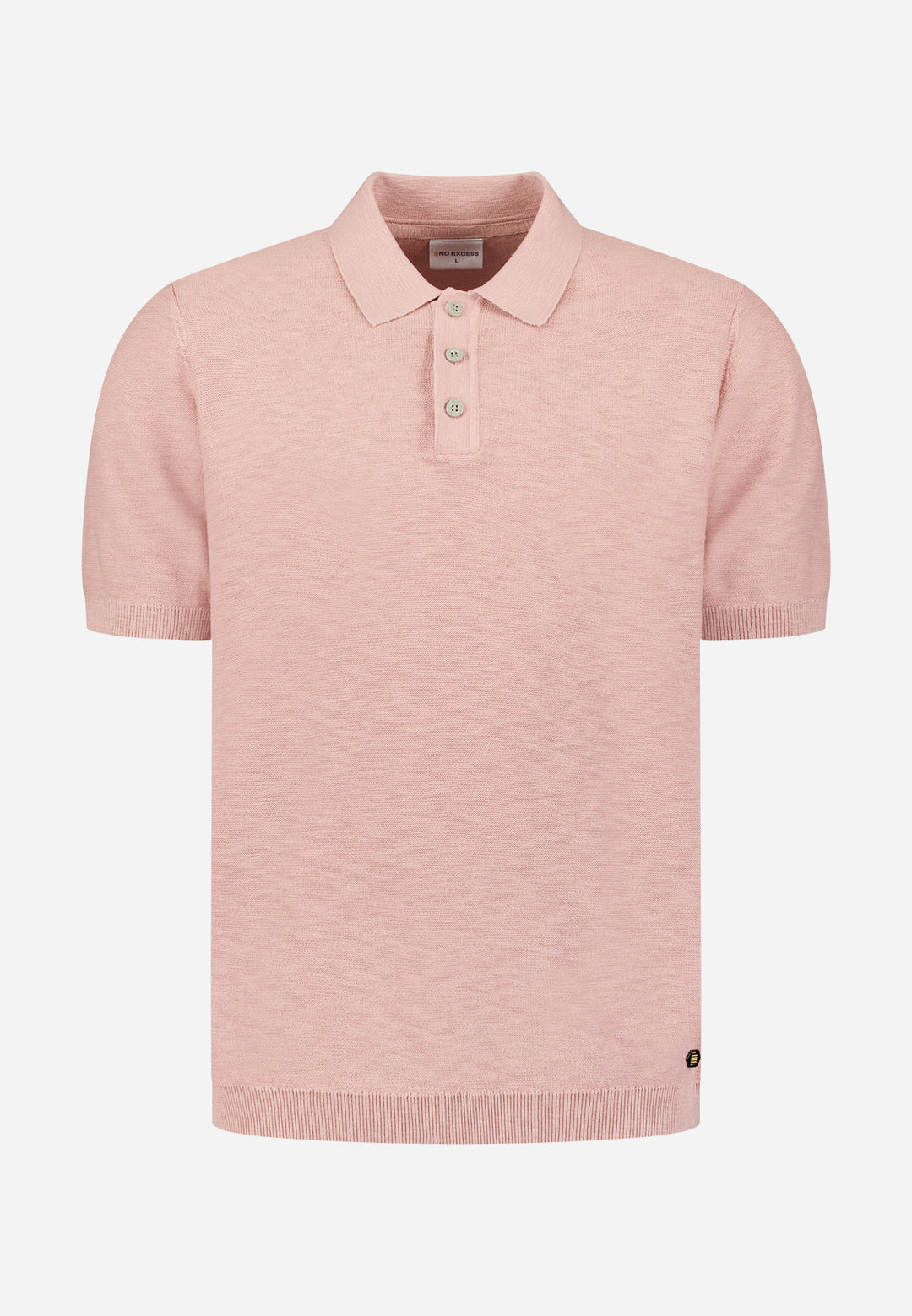 No Excess Knitted Slub Polo with Buttons in Light Mauve | Buster McGee