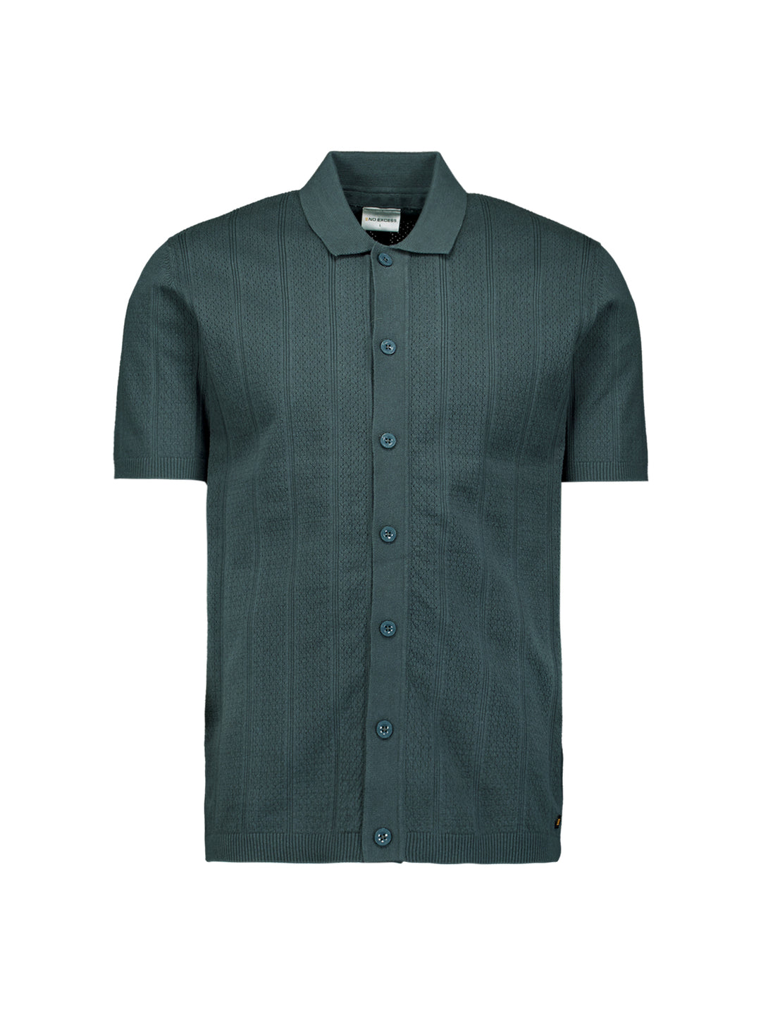 No Excess Knitted Polo Shirt with Button Closure in Dark Steel