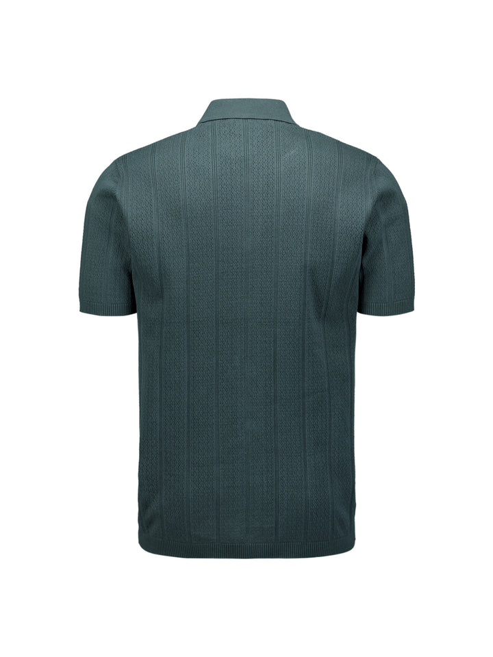 No Excess Knitted Polo Shirt with Button Closure in Dark Steel