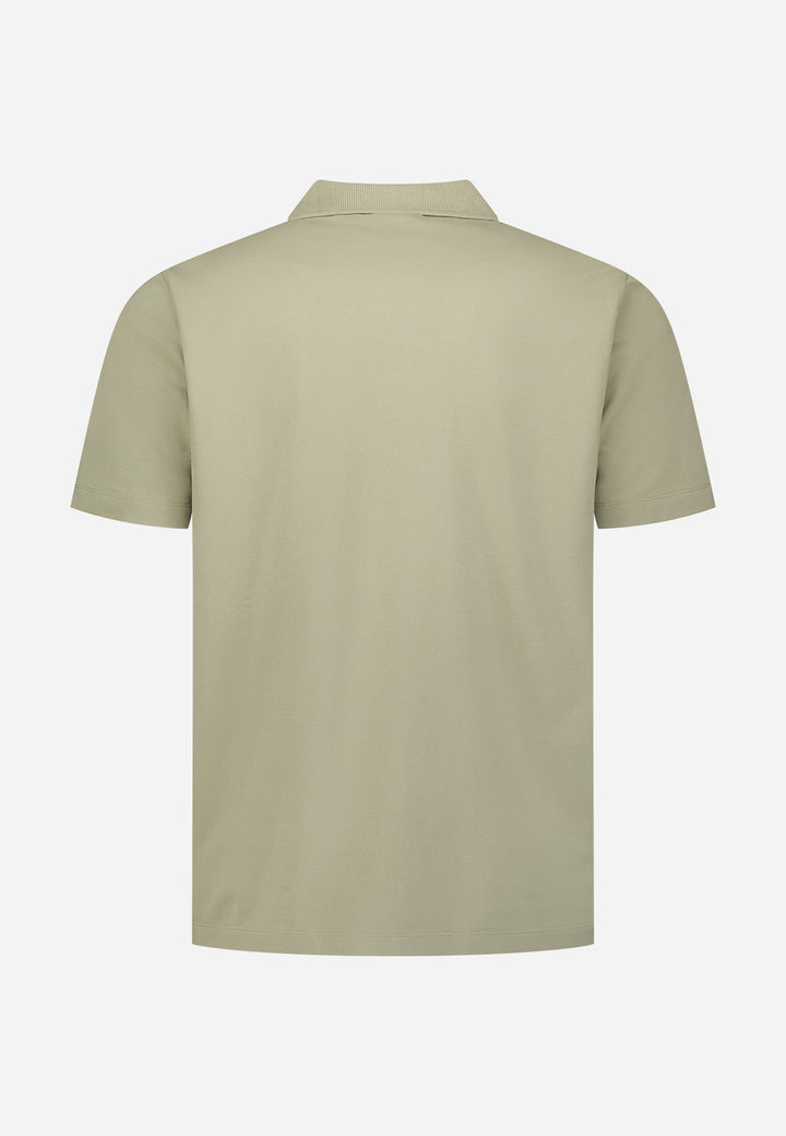 No Excess Basic V Neck Polo Shirt in Taupe