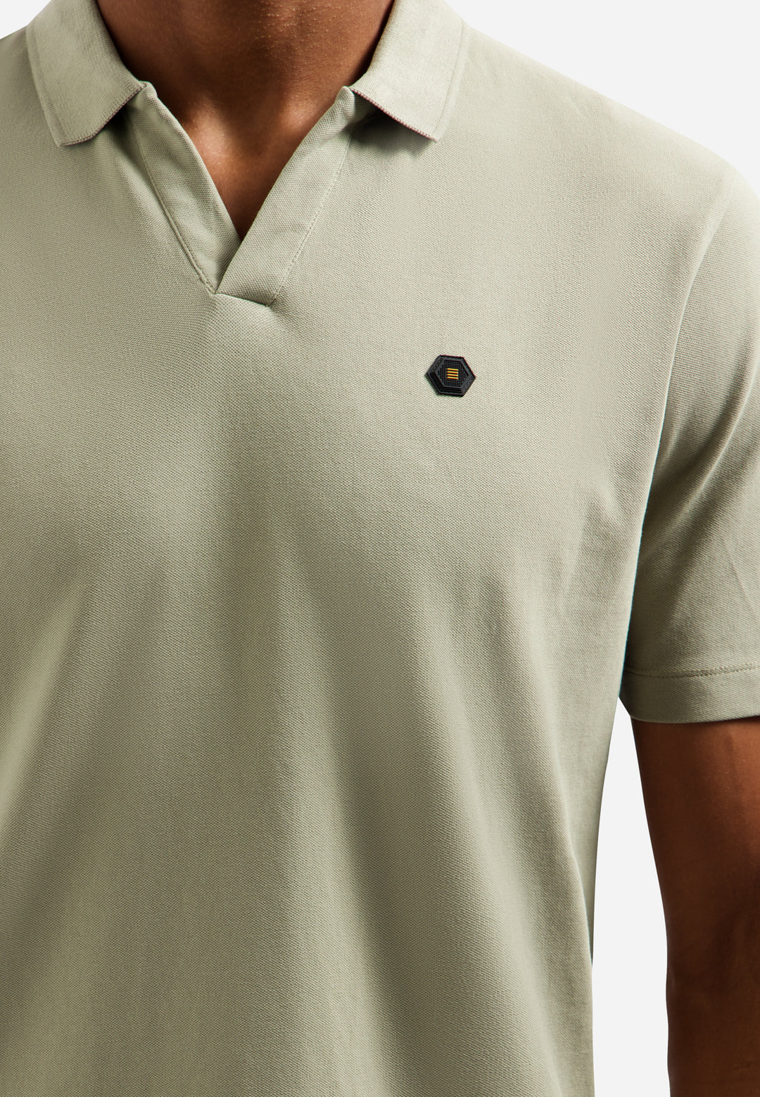 No Excess Basic V Neck Polo Shirt in Taupe | Buster McGee