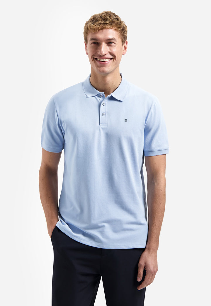 No Excess Basic Short Sleeve Polo Shirt in Blue | Buster McGee