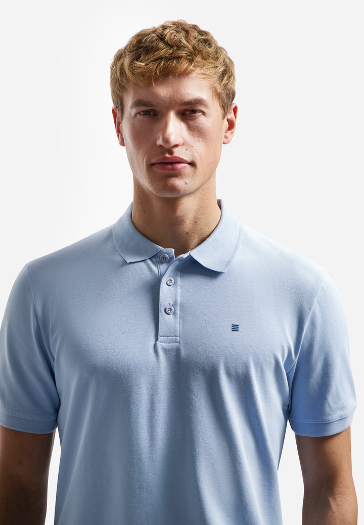No Excess Basic Short Sleeve Polo Shirt in Blue | Buster McGee