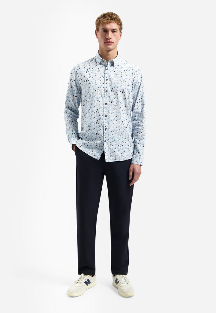 No Excess Allover Micro Printed Shirt in Blue | Buster McGee