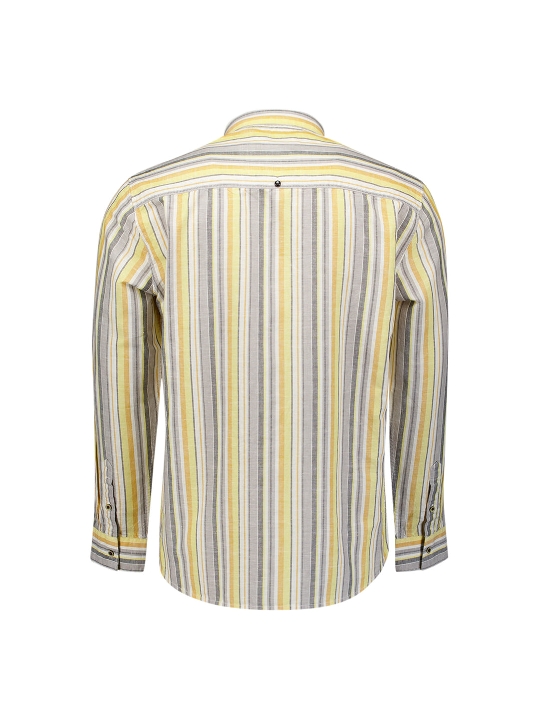No Excess Yarn-Dyed Striped Linen Blend Shirt in Yellow | Buster McGee
