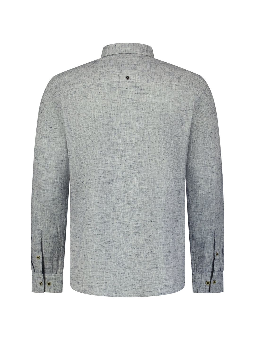 No Excess Linen-Blend 2 Tone Shirt in Indigo Blue