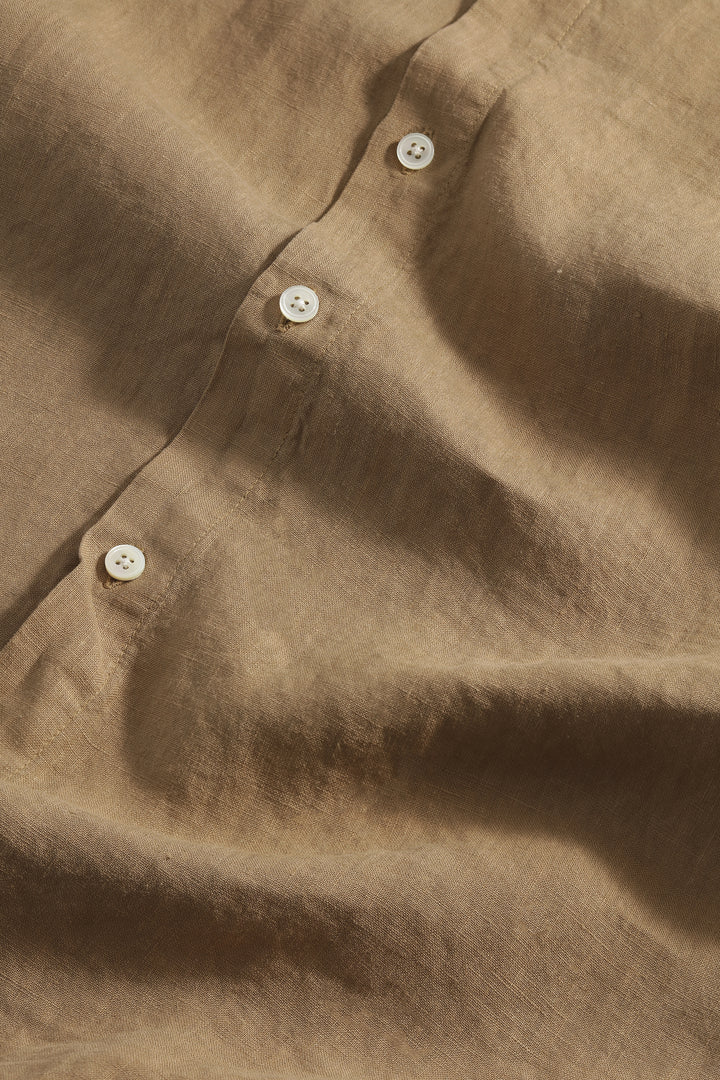 NN07 Arne SS NO PKT 5706 Linen Shirt in Greige | Buster McGee