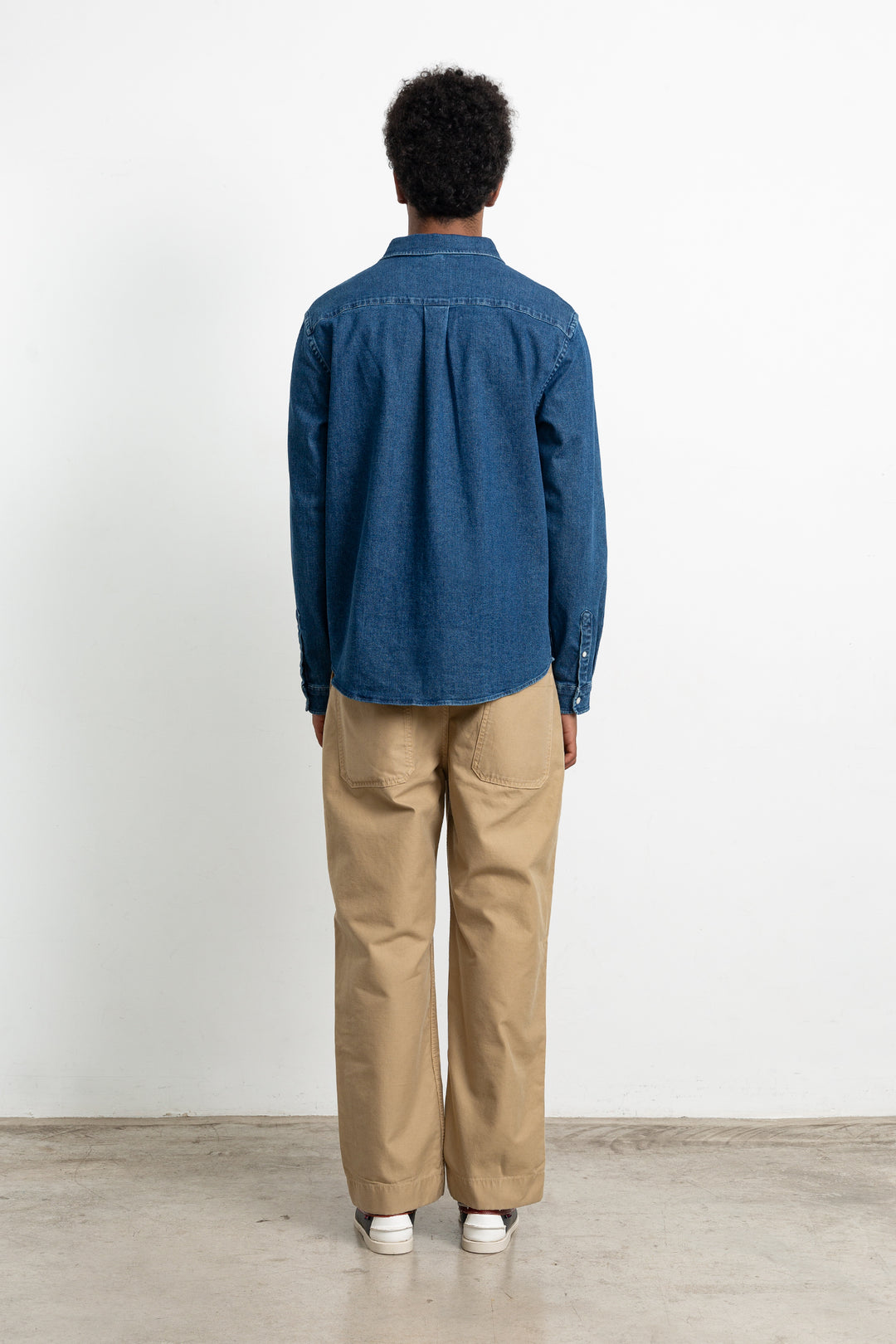 Edmmond Duck Denim Shirt in Plain Stone Wash