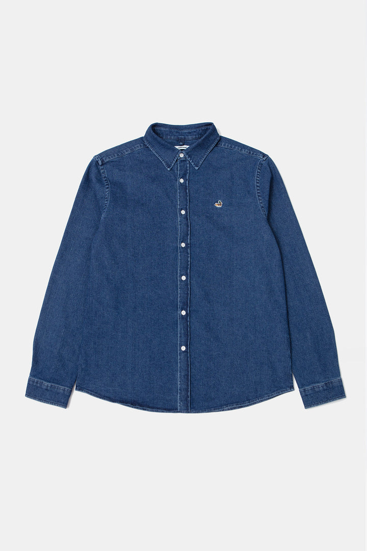 Edmmond Duck Denim Shirt in Plain Stone Wash | Buster McGee