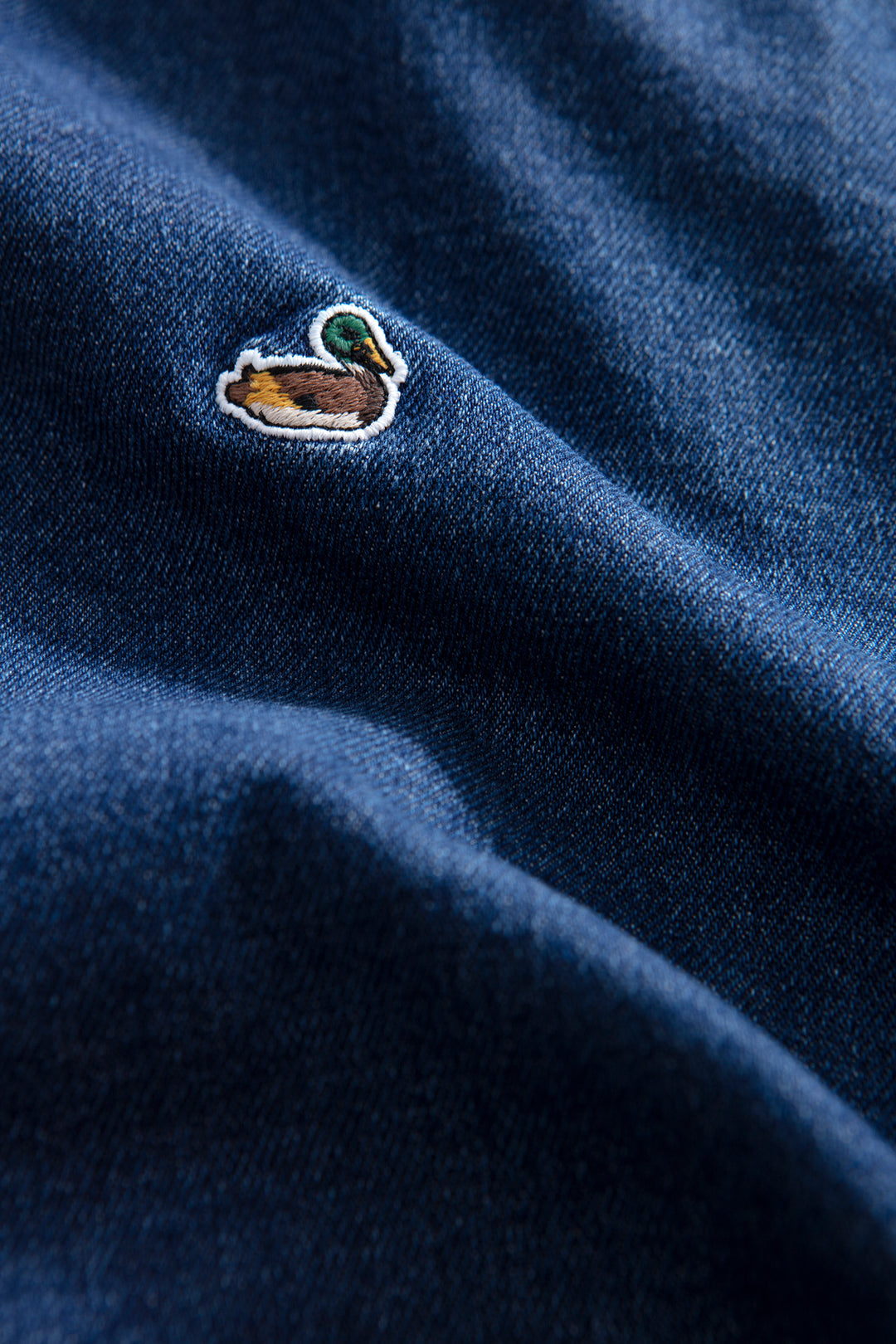 Edmmond Duck Denim Shirt in Plain Stone Wash