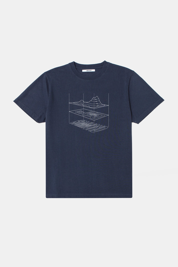 Edmmond Layers Printed Tee in Plain Navy | Buster McGee