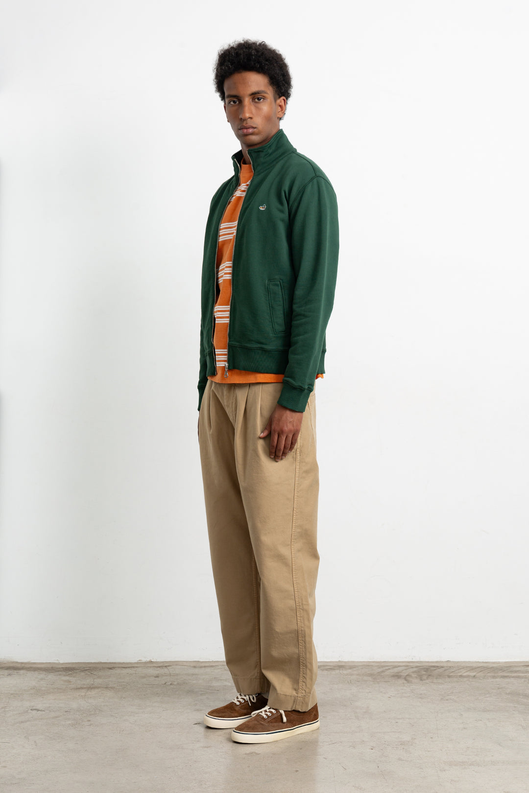 Edmmond Duck Zip in Plain Dark Green